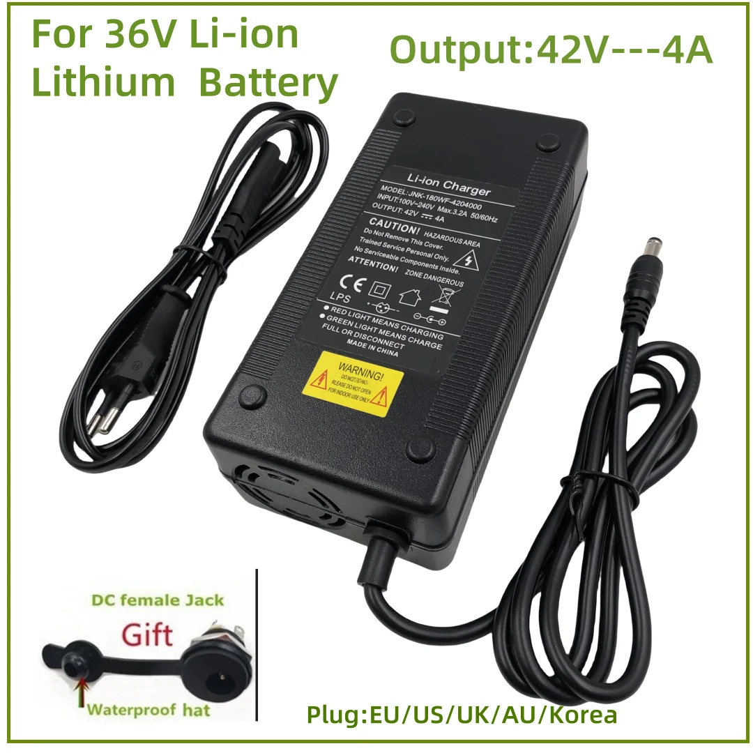 36V Charger Output 42V4A Battery Charger for 10Series 36V 37V Li-ion Battery Charger DC 5.5mm*2.1mm Fast Charging