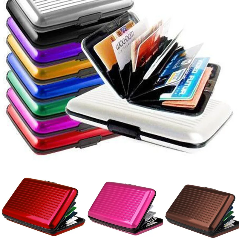 New 1 Pc Women Men Aluminum Bank Card Holder Blocking Hard Case Wallet Solid Credit Card Anti-RFID Scanning Protect Card Holder