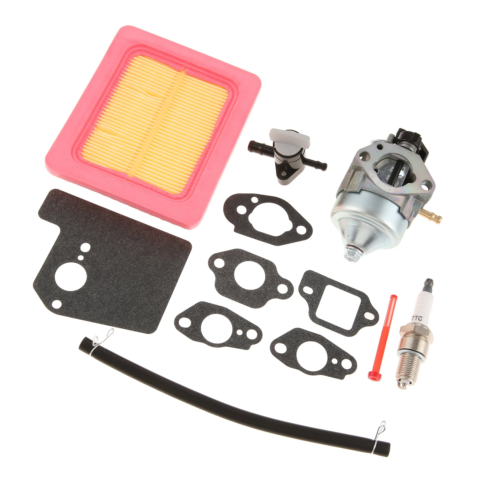1Set Carburetor Kit Spark Plug Shut Off Valve 6 Gaskets Fuel FilterCompatible with Honda HRN216 Lawn Mower with GCV 170 Engine