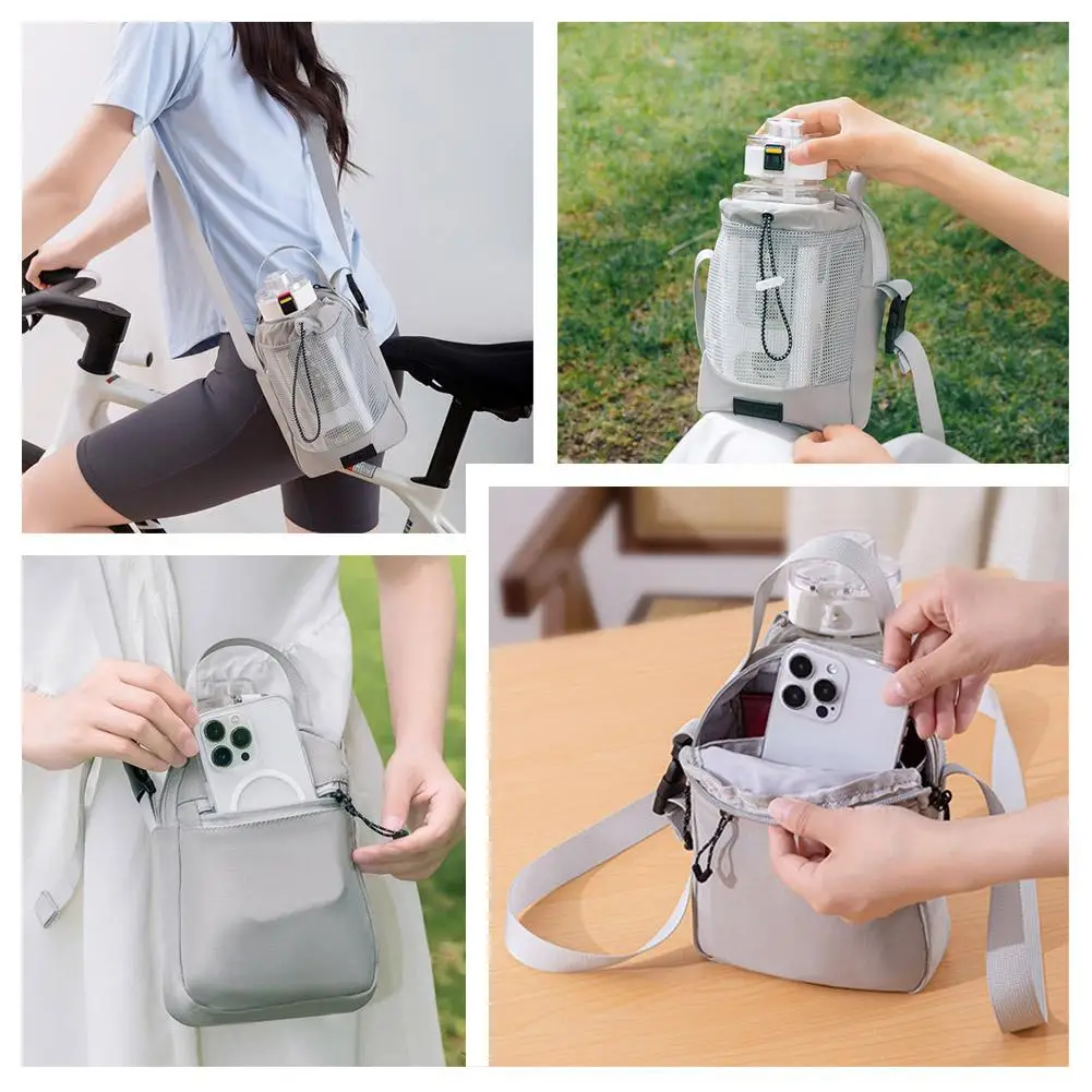 

Outdoor Water Bottle Bag - Large Capacity Waterproof Crossbody Drawstring Portable Cup Water Phone Bag & Storage Travel Pou Q5V2