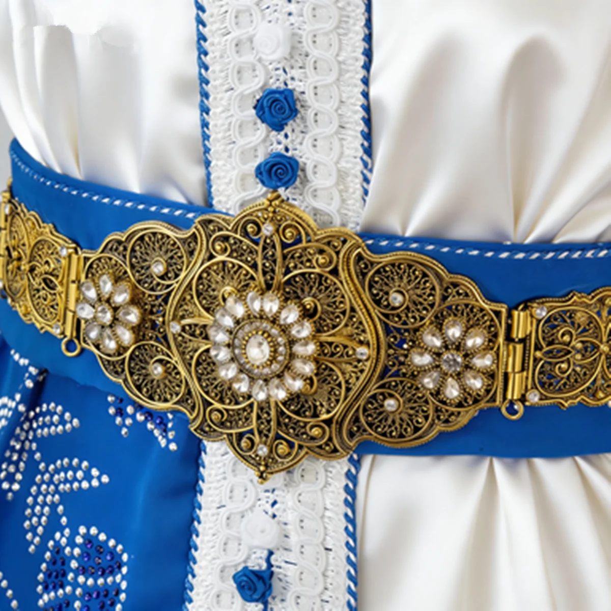 Moroccan Luxury Gold-Plated Metal Bride Waist Belt with Hollow Pattern Ladies' Waist Accessory Jewelry