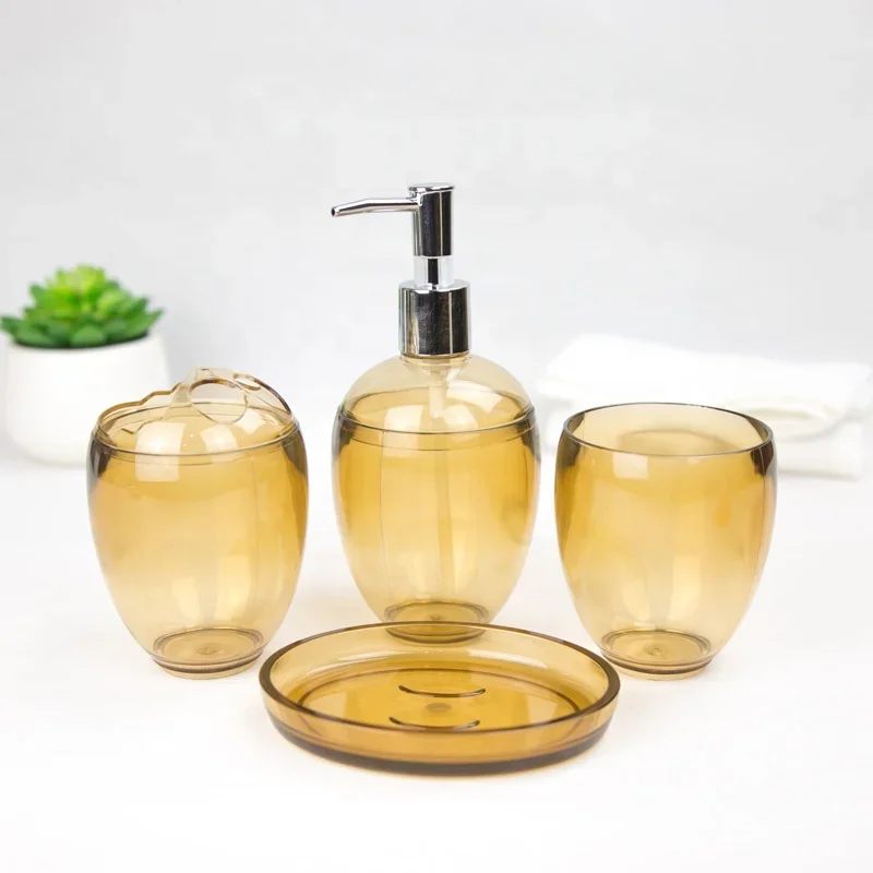 Holy High Wholesale Hotel House Simply Decor Plastic 4piece Bathroom Accessories Set Four-piece Set Eco-friendly Stocked