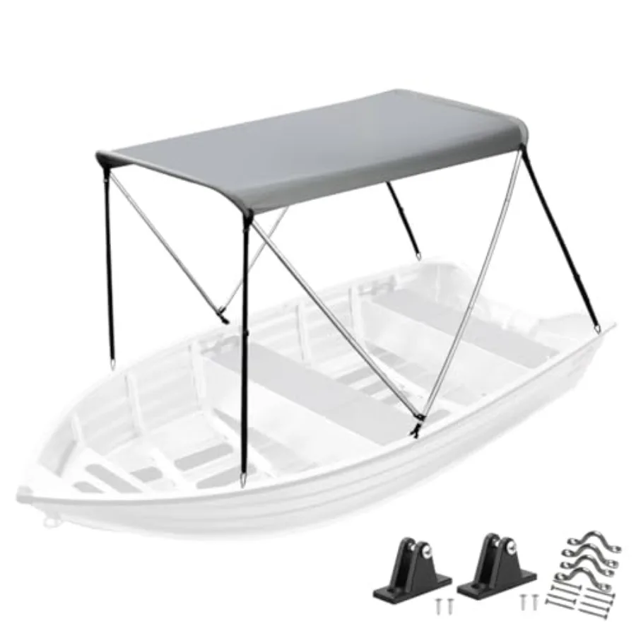 

Тент-бимини для лодок Jon/Aluminum Boat шириной 3.3-4.6 футов с крепежным комплектом и навесом от солнца на носовой части, черный, с аксессуарами Sto