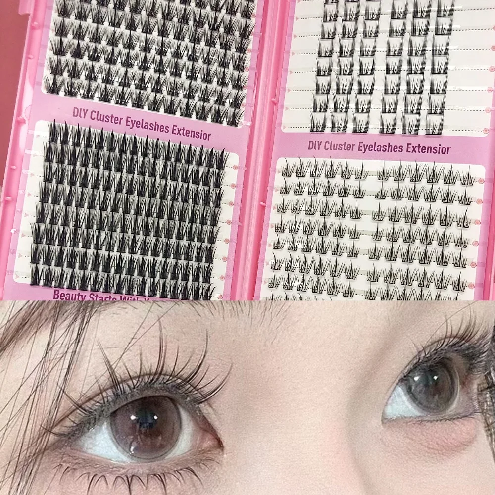 

Four-In-One Eyelash Book, 368 Clusters, C Curl, 0.07mm Thickness, Single-Cluster False Eyelash Trilogy, DIY Soft Extension False