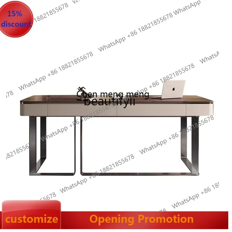 ss7486 Italian desk Home study Modern simple living room Walnut desk New Light Luxury