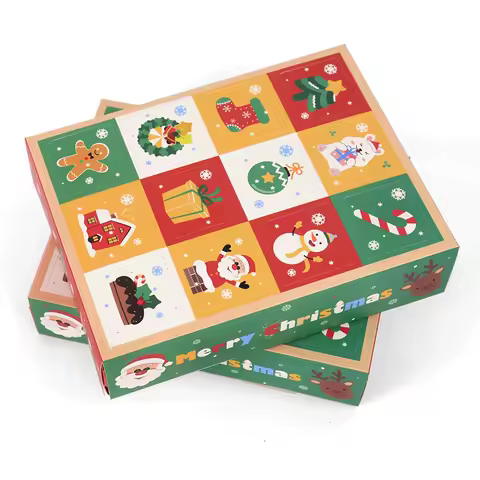 2pcs Christmas Gift Box 12Grid Child Countdown Advent Calendar Box Poked With Finger 2025 Navidad Decor Xmas Creative Packaging