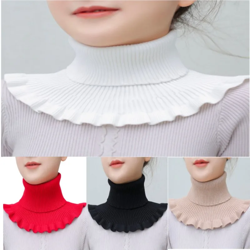 2003 Knitted Collar Scarf Women Turtleneck Knitted False Fake Collar Detachable Scarf Warm Winter Windproof Ruffles Wrap Scarf