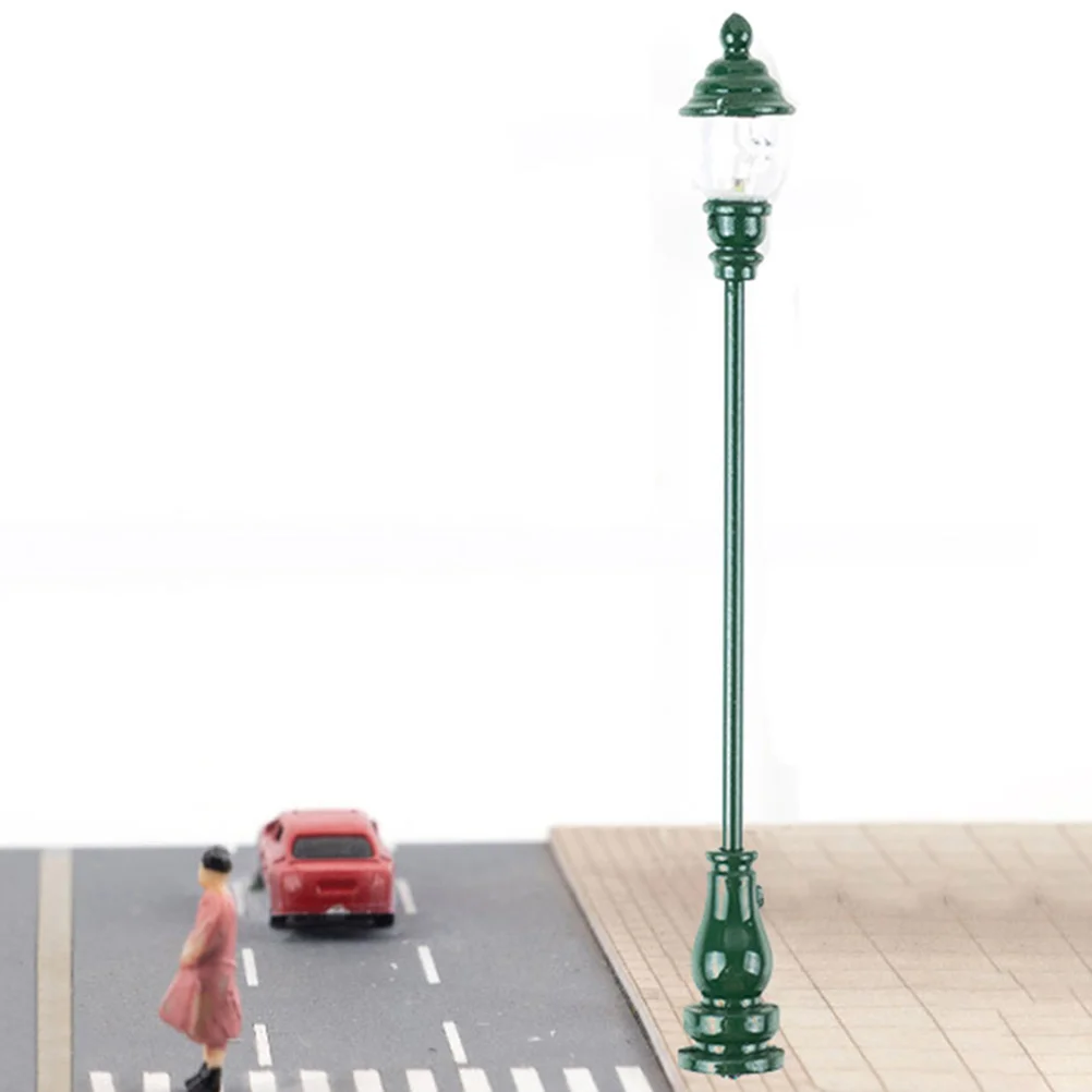 4 Pcs Miniature Park Lamp Model Garden Light Stainless Steel ABS Compact Mini House Decor Kids Toys Street Miniatures Yard