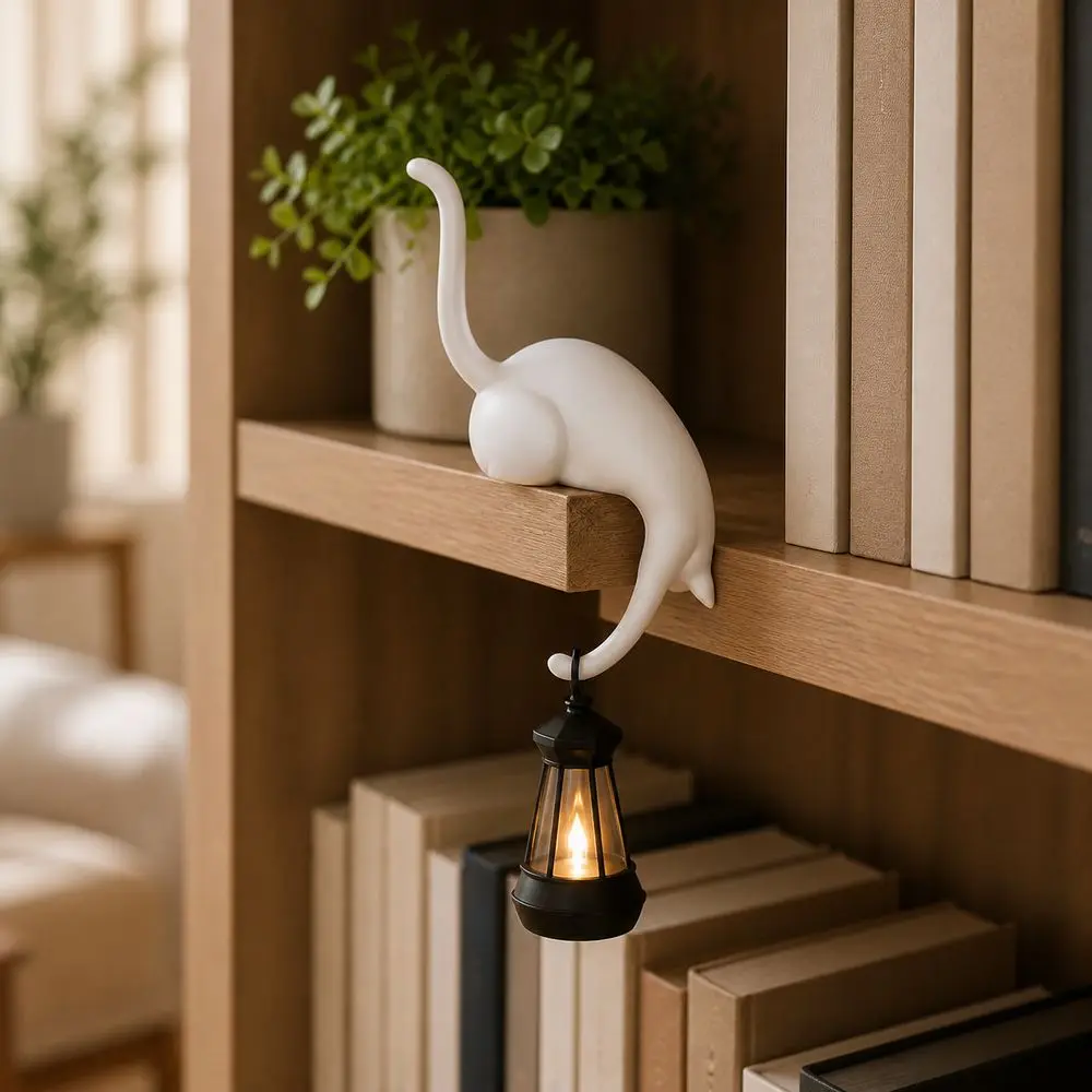 Decor Bookcase and Shelf Cat Night Light Cat Shaped Creative Style Cat Shaped Lamp Decorative Lighting Warm Glow