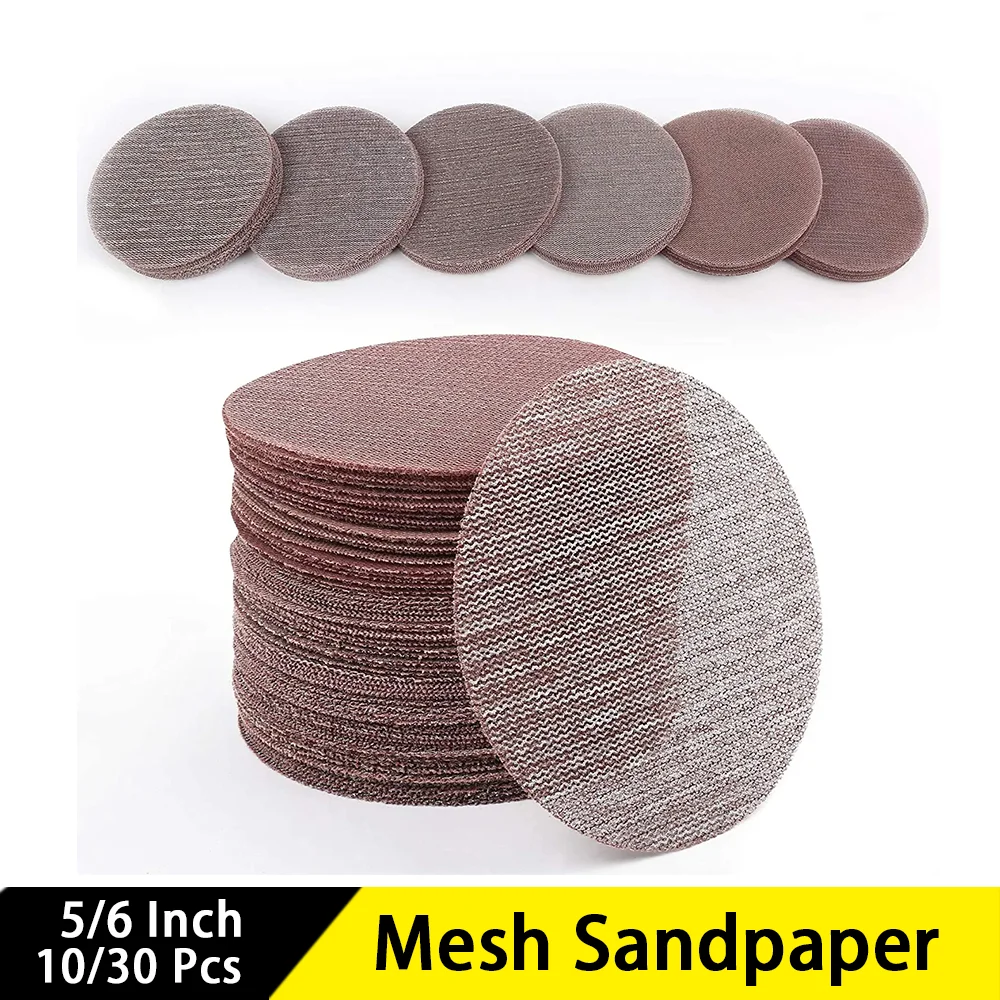

5/6 Inch Mesh Sanding Discs Assorted 60-1000 Grit 10/30 Pcs Abrasive Dustless Sandpaper Assortment for Woodworking Hook and Loop