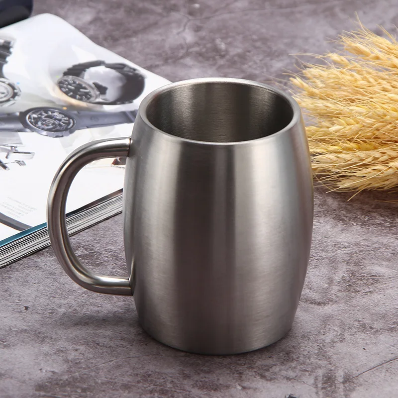 420ml Stainless Steel Coffee Beer Cup Mug for Office Tea Milk Water Thermal Cups with Anti-scald Handle Travel Drinkware Tools