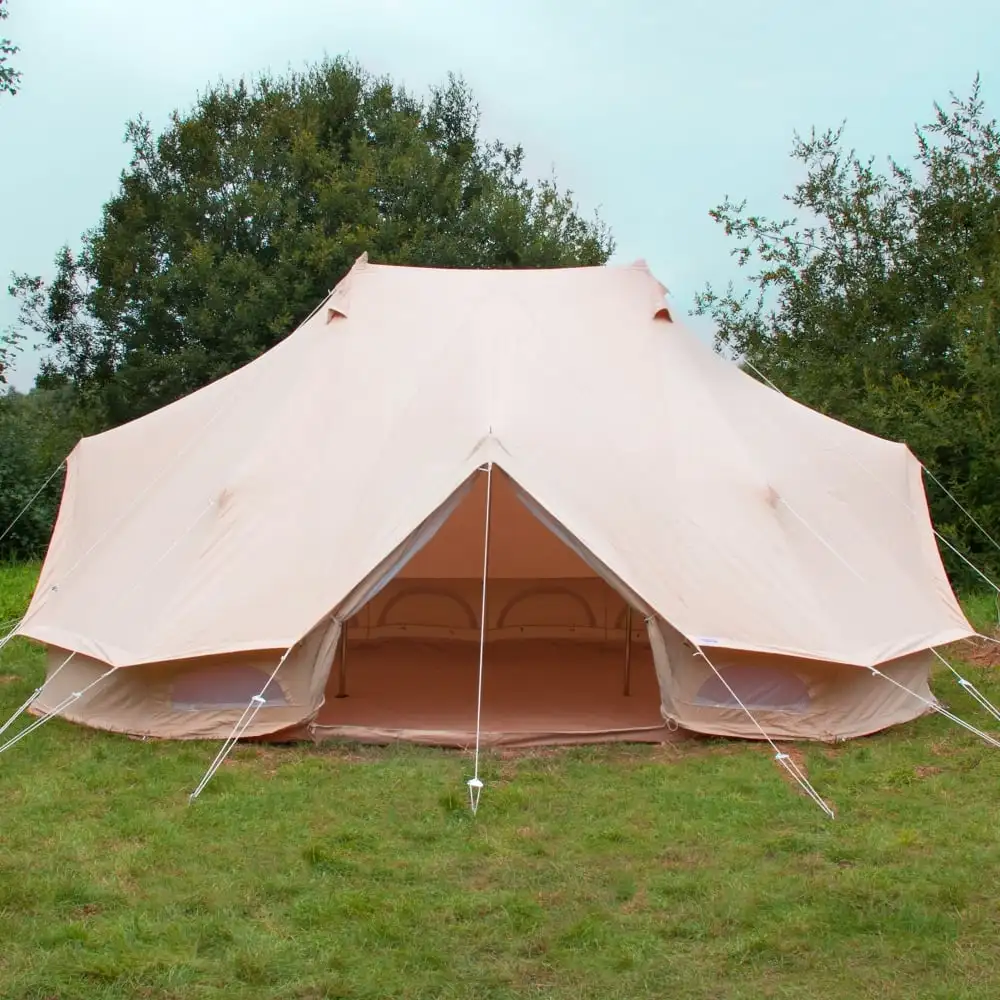 Carpa Familiar Grande Tipo Emperor con Doble Poste para Glamping, Camping y Vacaciones al Aire Libre, Carpa Familiar de Lona de Algodón de 6 Metros