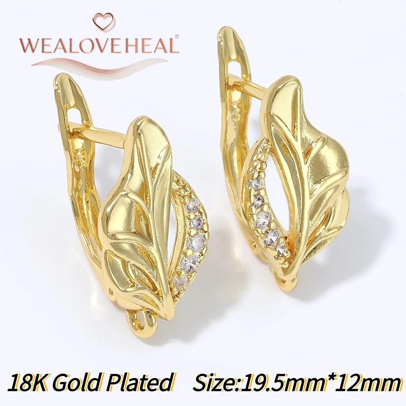 schmuckherstellung zubehör, 18K vergoldete Messing-Blatt-Ohrringhaken, Vintage strukturierte Pflanzen-Ohrhaken für DIY-Ohrhänger-Bastelzubehör – Detail 35