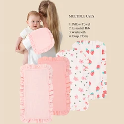 4Pcs/Set Cute Floral Prints Soft Muslin Cotton Gauze Shoulder Rag Baby Burping Pad Ruffle Newborn Baby Burp Cloths