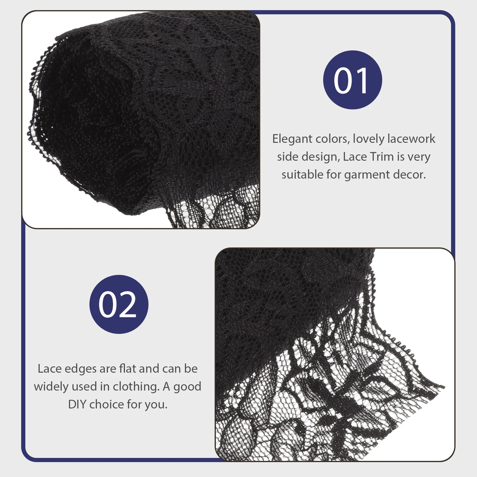 

Premium Lace Trimming DIY Material Gift Wrapping Ribbon Handmade Accessories Black Smooth Skin Friendly Lace Trimming