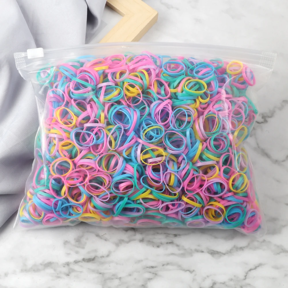 Color Elastic Hair Bands Teenitor 1000/2000pcs MultiColor Cute Hair Accessories Hair Ties Elastic Rubber Bands for Baby Girls