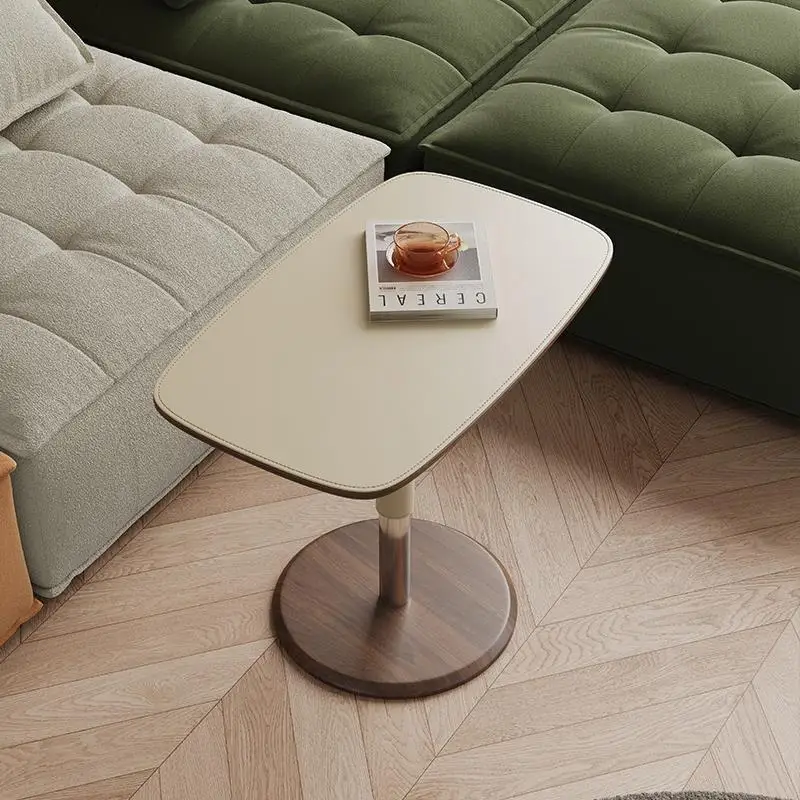 Italian minimalist can be moved side  wabi sandy wind simple light  trolley saddle leather sofa side  small coff