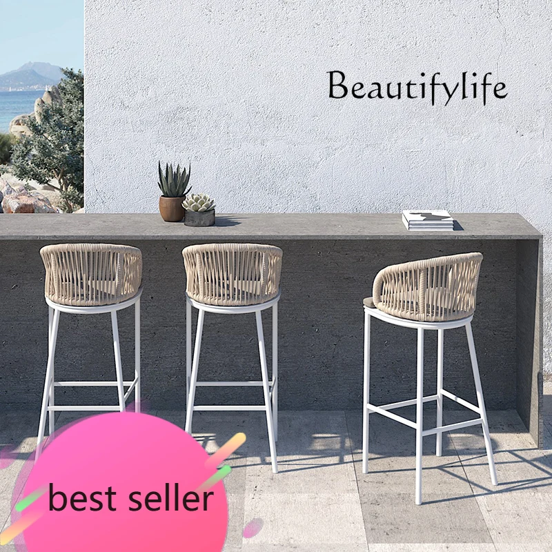 

НОВЫЙ X уличные барные стулья из ротанга, расслабляющий дизайн спинки, минималистичный креативный барный стул, тканый остров, одинарная мебель для бара Sillas De