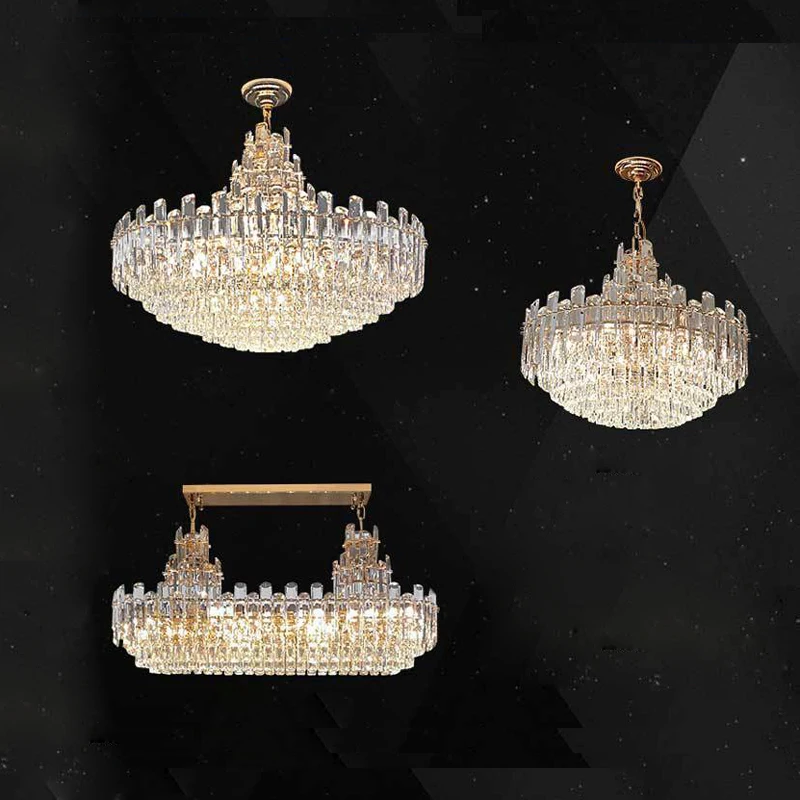 Modern Luxury Crystal Chandelier For Duplex Building Living Room Dinning Hanging Light Decor Lustre Fixture Suspension Luminaire