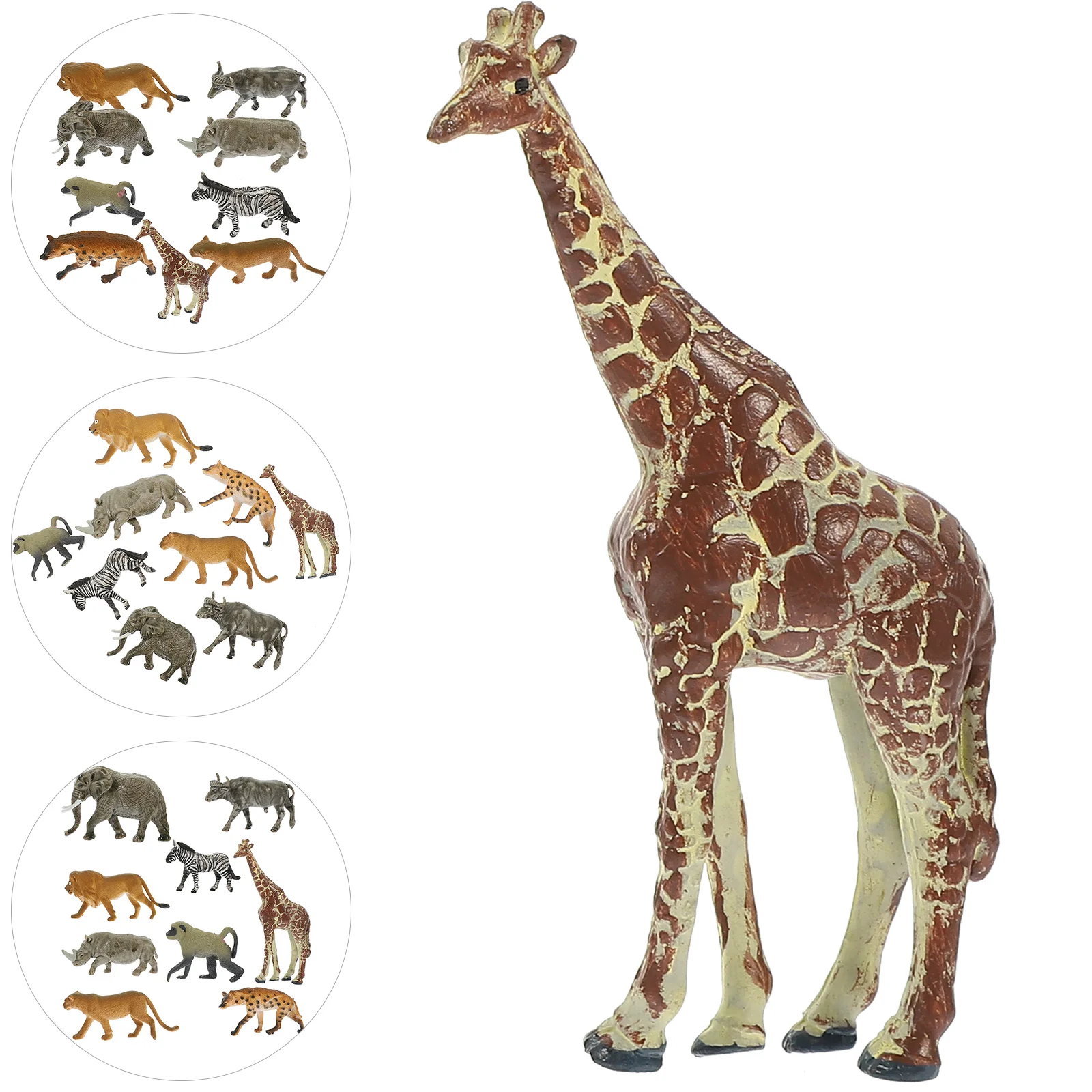 African Animal Models Giraffe Ornament Wildlife Decoration Figurine Standing Elephant for Kids Home Toy Dog Figures The