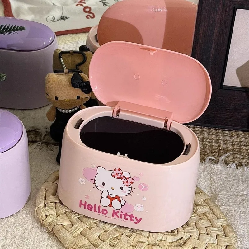 Sanrio Desktop Press Trash Mini Cute Bedroom Table with Cover Cartoon Dopamine Home High Value. view 5