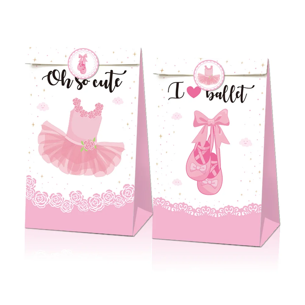 X12 Pretty Ballerina Girl Party Paper Gift Bag con adesivi X18 150G Quality Environmental Kraft Paper Gift Paper Packing