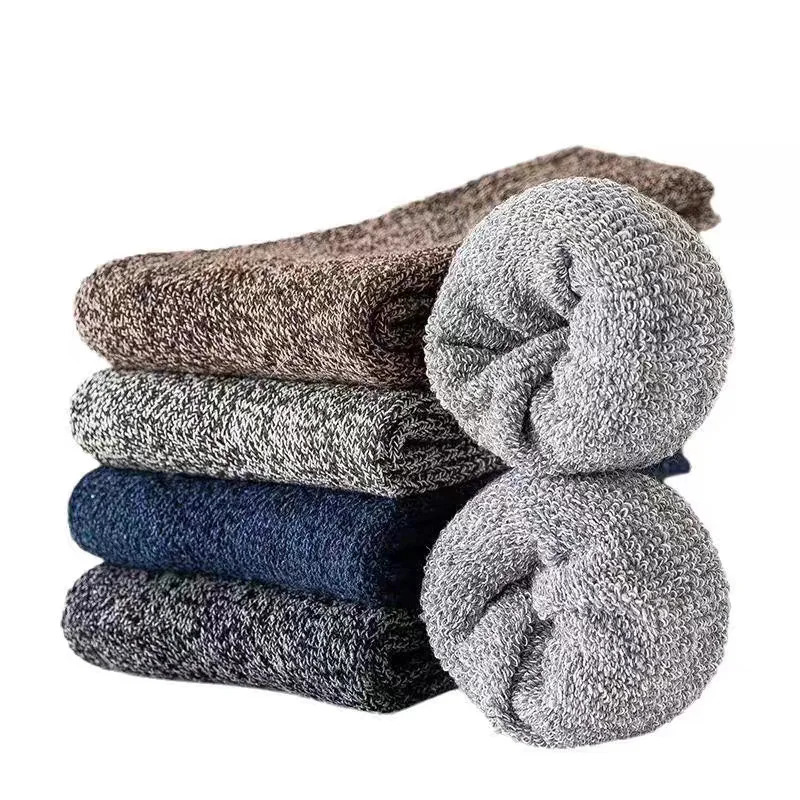 5 Paar/Lot Herren Winter Superdick Thermosocken Wolle Herren Damen Einfarbige Hochwertige Wollsocken Kälte- und Schneeschutz Warme Wollsocken – Detail 2