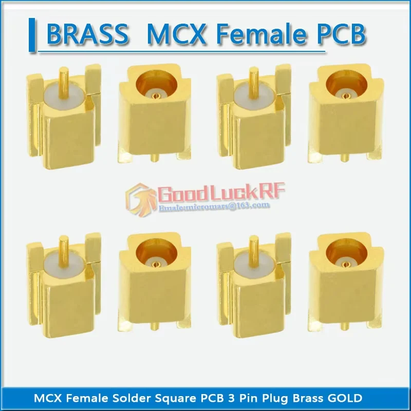 MCX Female Solder PCB PC Board Edge Surface Mount 3 Pin type Plug GOLD Plated Brass PTFE MCX Socket RF Connector