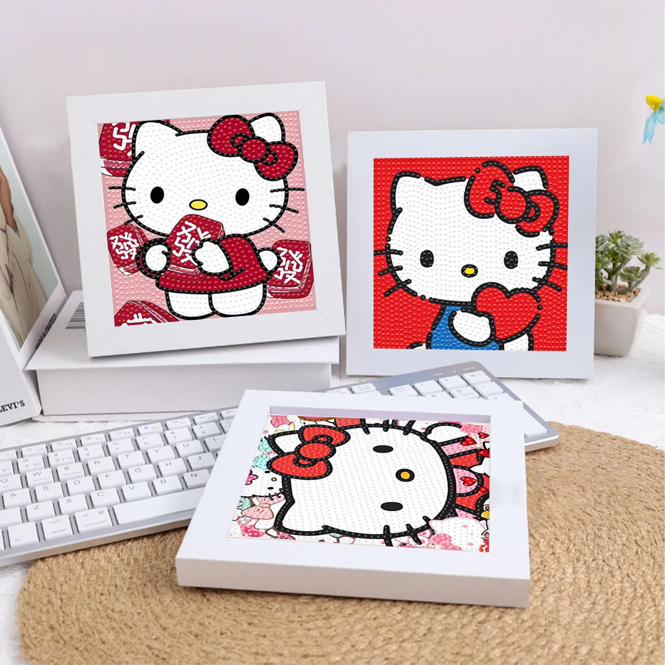 

Sanrio Kawaii мультфильм «Hello Kitty» с кристаллами и бриллиантами, декоративная живопись, 5D набор для вышивки крестом «сделай сам», детский подарок на день рождения
