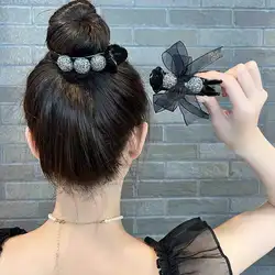 Korea Big 3 Teeth Claw Clips Crystal Plastic Crabs For Hair Bun Hair Style Hairgrips Rhinestone Paved Ball Clamps Accessories