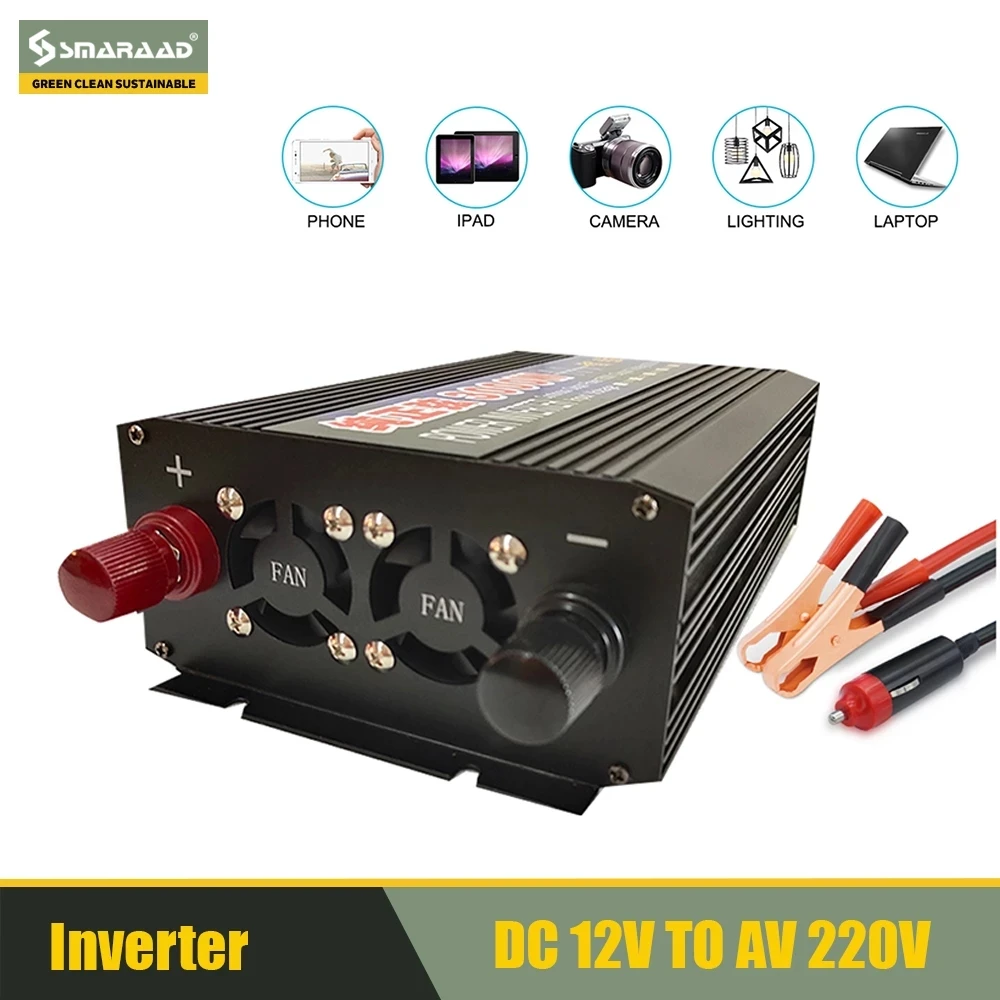 3000W 2KW 1KW Pure Sine Wave Inverter DC 12V 24V To AC 220V Voltage With LED Display Converter Solar Car Inverters