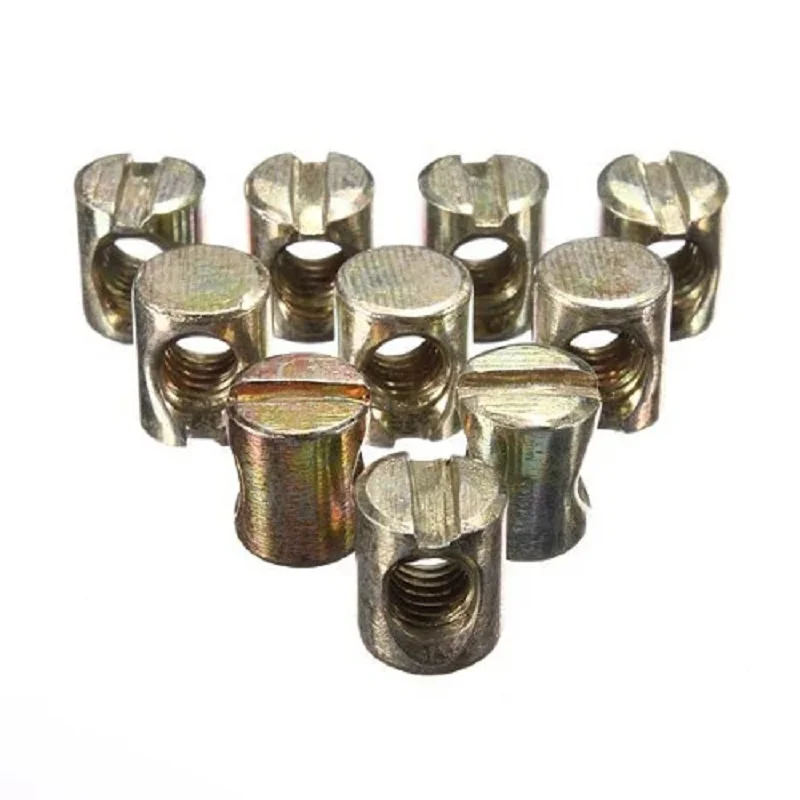 CLOS 10pcs M6 Barrel Bolts Cross Dowel Slotted Furniture Nut for Beds Crib Chairs