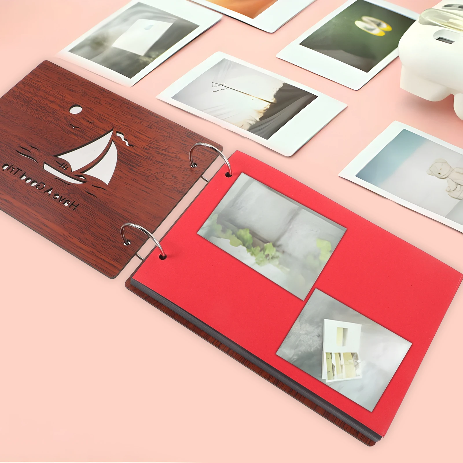 Álbum de Fotos de Madera Hecho a Mano, Álbum de Recortes DIY, Páginas Interiores en Blanco de 12x9 Pulgadas para Fotos, Idea de Regalo para Familiares y Amigos, Recuerdo Decorativo