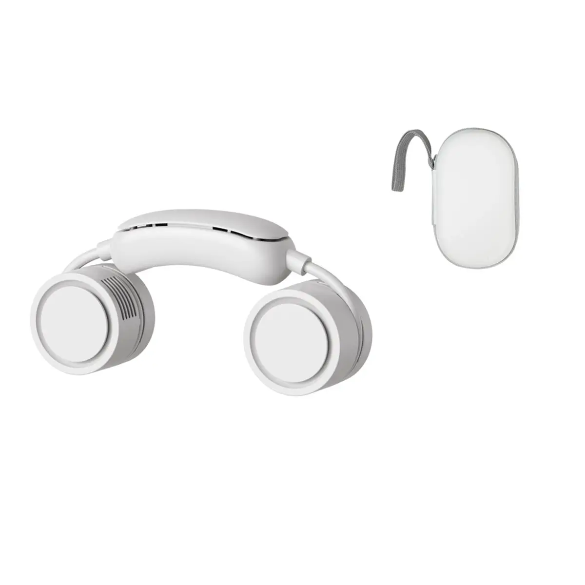update. Neck Fan with Cold Compress Function Outdoor Travel Sport Wearable Mini Hanging Neck Fan +Storage Box