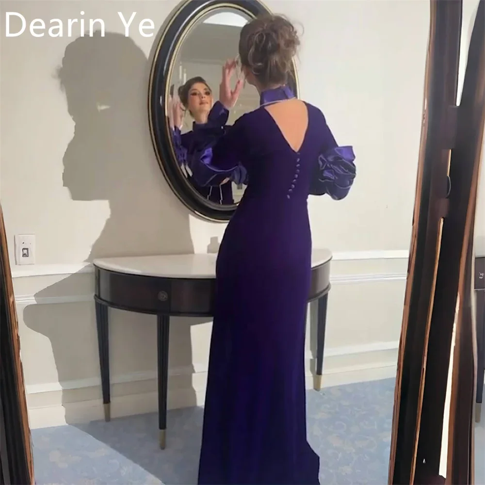 Customized Formal Dress Dearin High Collar Column Floor Length Skirts Fold Bespoke Occasion Dresses Evening Saudi Arabia Prom Go