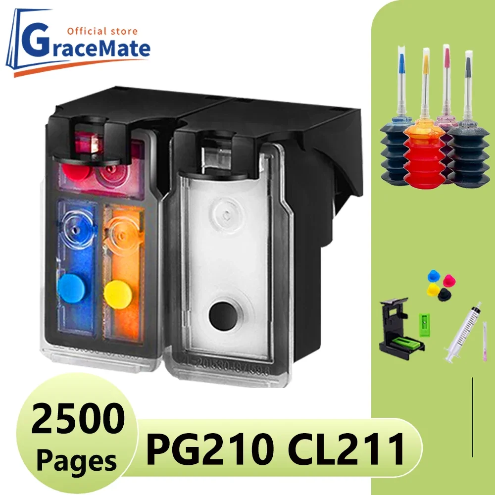 Cartucho de tinta recarregável PG-210 CL-211 para Canon PG210 CL211 MP240 MP250 MP260 MP270 MP320 MP495 MP480 MP490 IP2700 IP2702