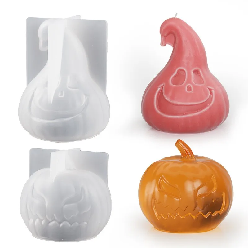 DIY Halloween Smiling Pumpkin Candle Silicone Mold Angry Pumpkin Shape Aromatherapy Handmade Soap Ice Epoxy Resin Molds