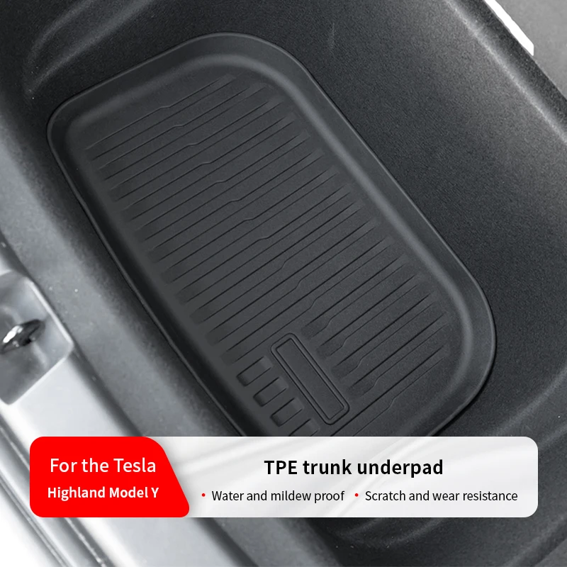 

Waterproof TPE Rear Cargo Mat for Tesla 2025 Model Y Highland – Lower Trunk Level Storage Pad, Accessories
