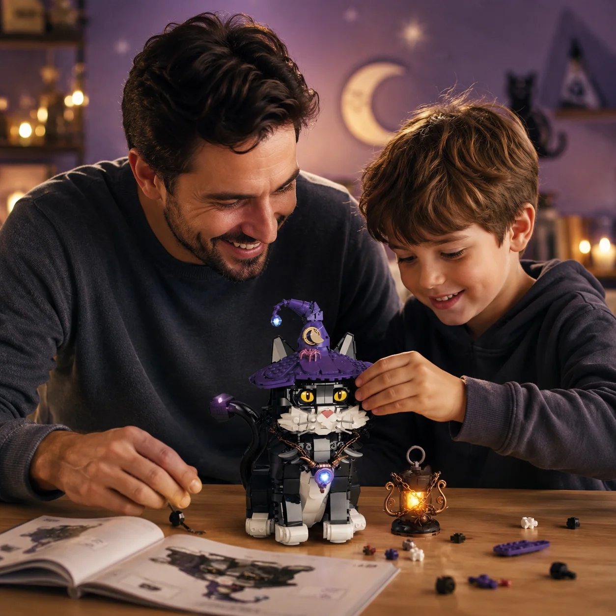 

STEM Magic Cat Building Blocks MOC Model Creative Technical Assembly Bricks Toys Birthday Gift for Adults Kids 1128PCS