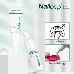 Nailpop Quick Drying Solid Nail Glue with Remover for Press On Nails Tips No Need for UV Lamp Long Lasting Fake Nails Glue Kit