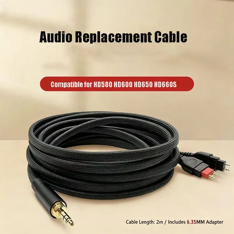 Braided Upgrade Headphone Cable 3.5mm 6.35mm Plug for HD600 HD650 HD660S HD580 Audio Cord 6.35mm Jack Earphone Wire Replacement