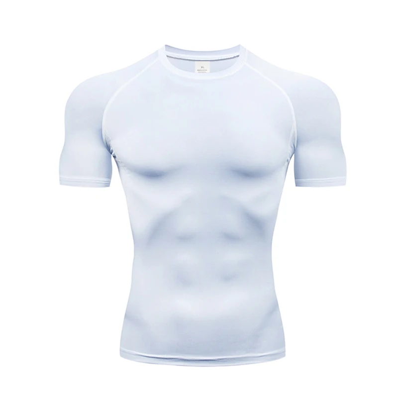 Men's LONSDALE Sports Tight Fitting Clothes, Fitness Running Training Clothes, Elastic Quick Drying Clothes, Short Sleeved T-shi