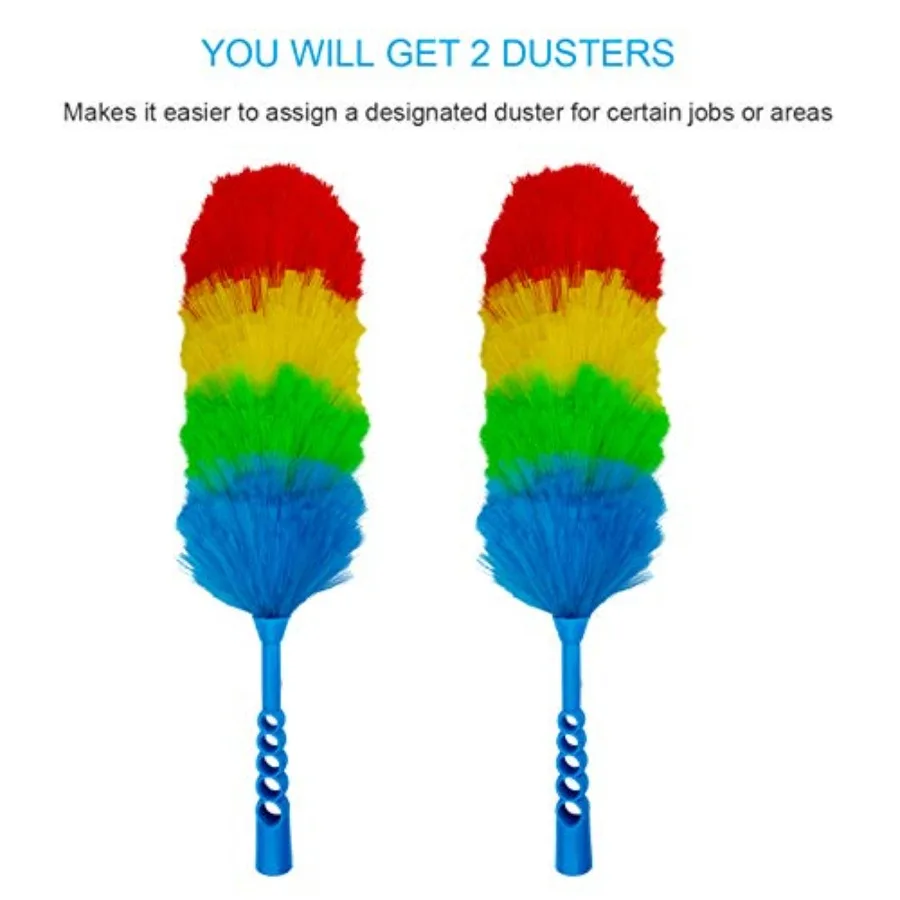 2 Pack Upgrade 19" Static Duster Beandable and Washable - More Fibers Bigger Head Less Loss of Fiber Duster view 6