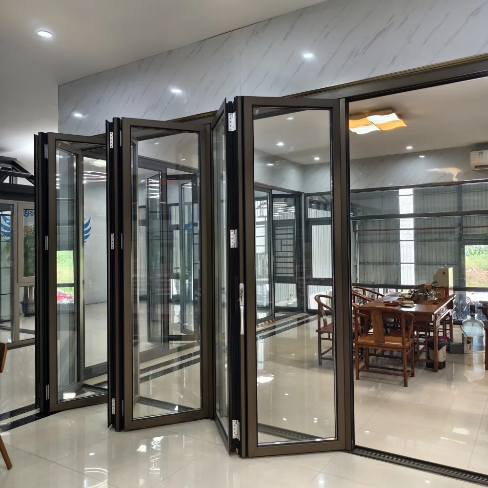 DN Accordion Door Thermal Break Aluminium Profile Folding Doors Home Decoration Double Glazed Exterior Patio Bifold Door Custom