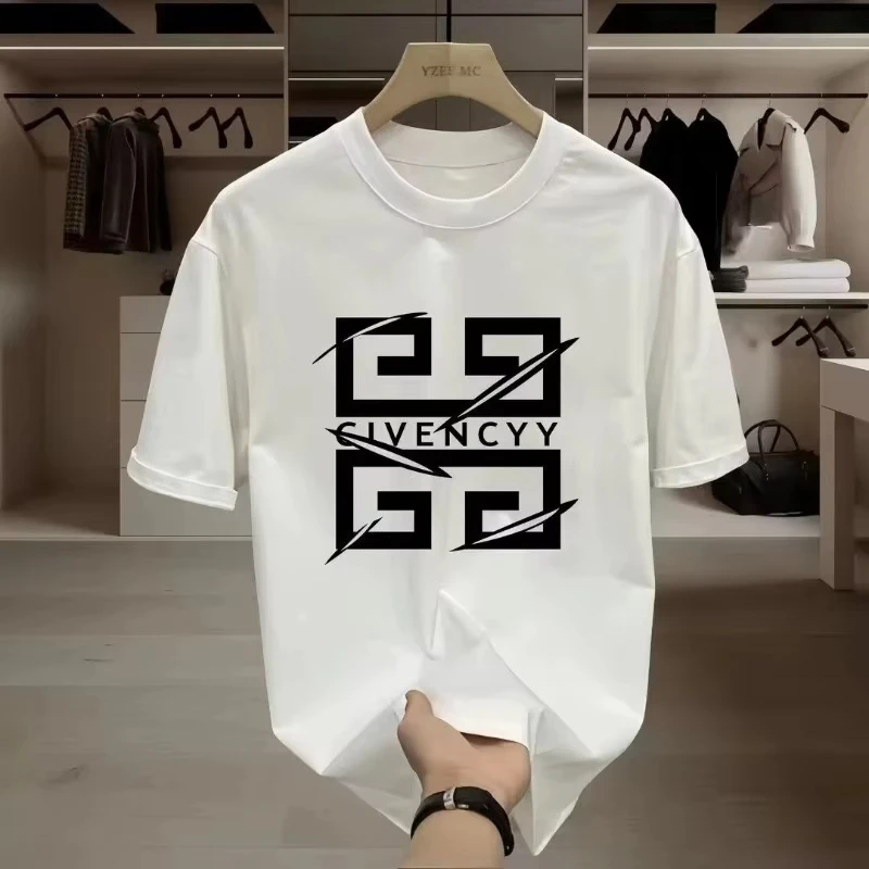 Men's 2026 Summer Fashion Funny Printed T-Shirts Beach Breathable Funny Clothing Oversize Casual Cotton Tops Mans Short Sleeve