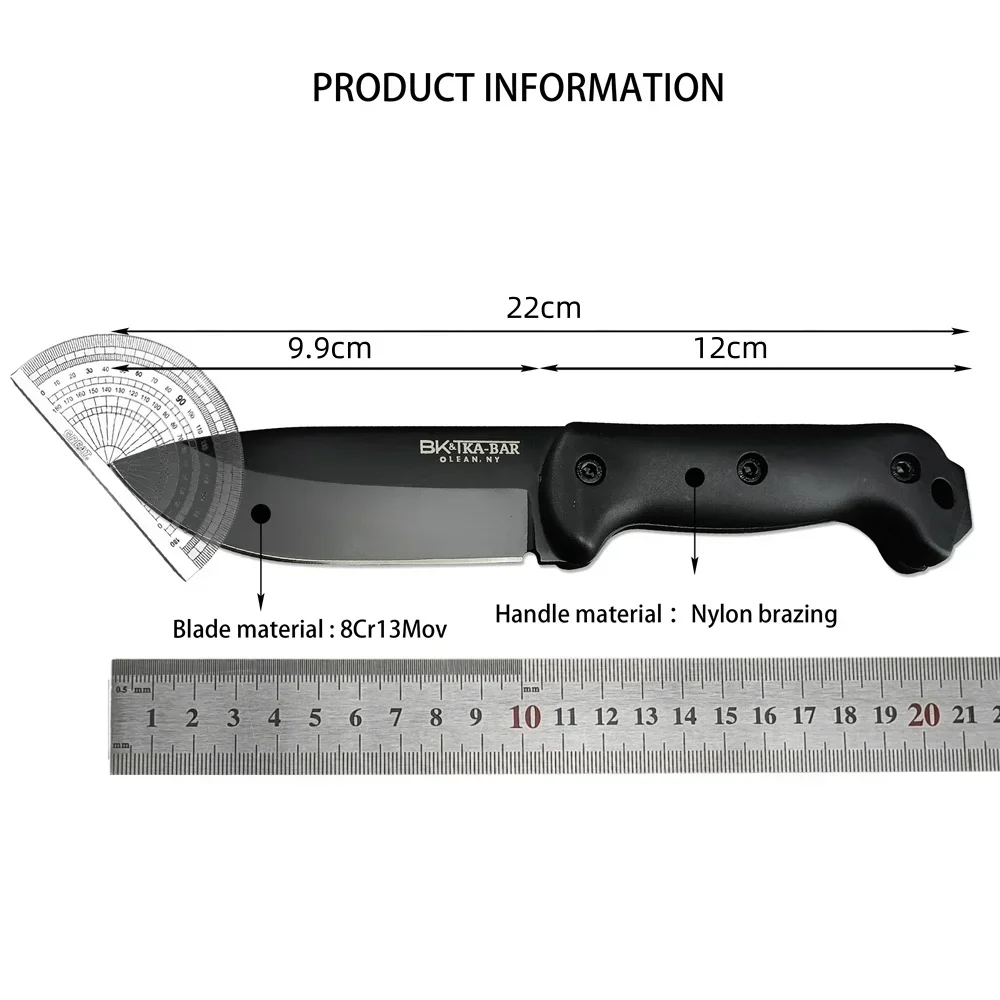 BK2 KB Fixed Blade Knife Outdoor Camping Knife 8Cr13Mov Blade Nylon Fiber Handle EDC Survival Hunting Hiking Tool Gift