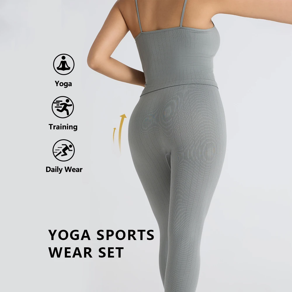 

Body Shaping Women's Gym Seamless Peach Hip Yoga Suit Set Summer Women's Two Piece Comfortable Fitness Set Large Sports Set
