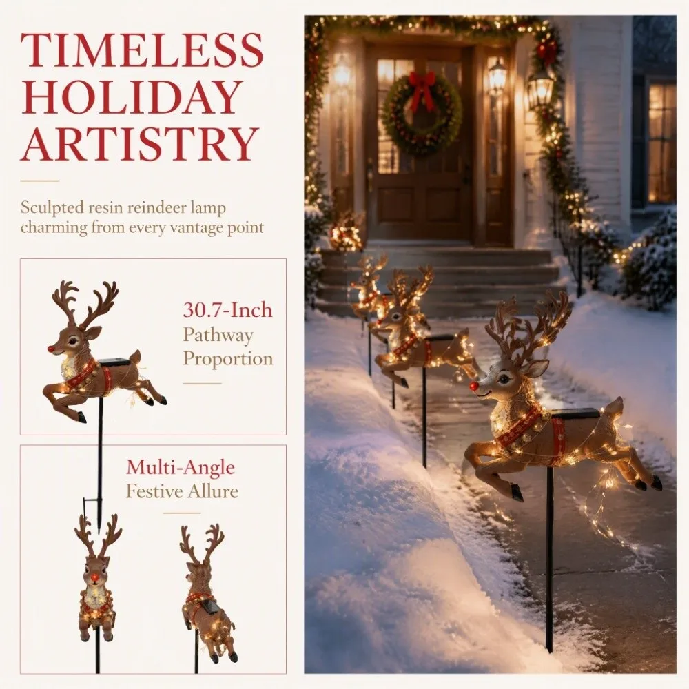 Swirling Effect Reindeer Pathway Light Energy Saving Waterproof Garden Decor Lamp Long Service Life Stable Light Output