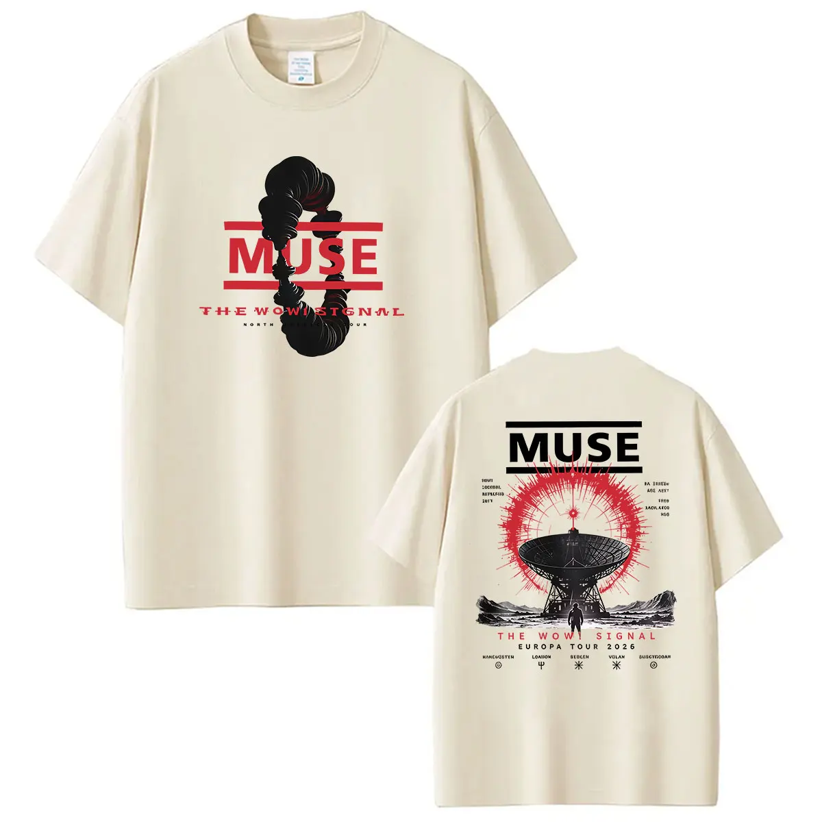 MUSE The Wow! Signal Europa Tour 2026 T-Shirt Herren Rock Band Hip Hop Punk Kleidung T-Shirts Vintage Baumwolle Kurzarm T-Shirt – Detail 2