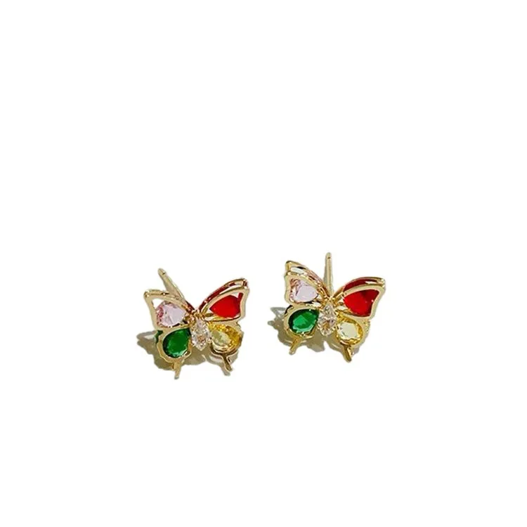 30pcs Elegant Cute Colorful Crystal Butterfly Stud Earrings For Women Girl Trend Luxury Fashion Party Jewelry Accessories Gift